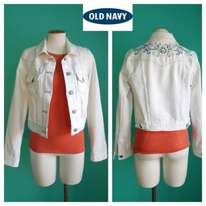 Old Navy Beaded Distressed Jean Jacket
